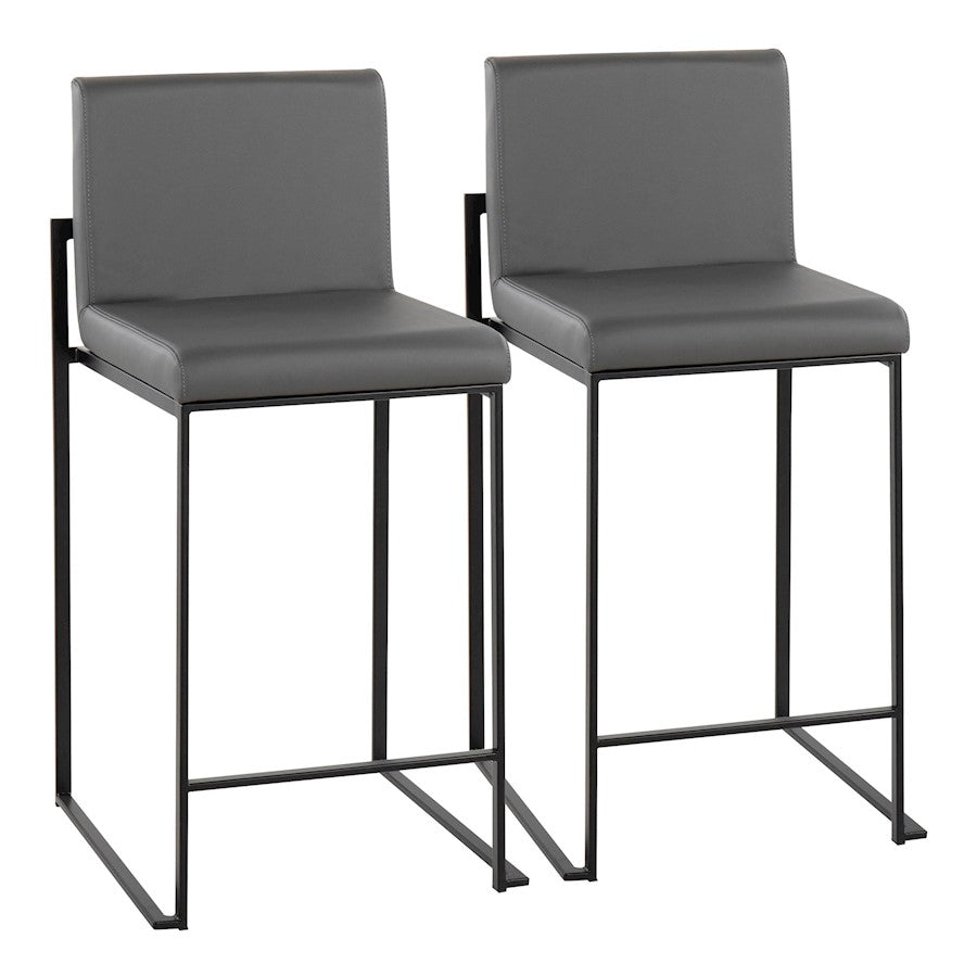 LumiSource Fuji High Back Counter Stool, Set of 2, Black/Grey - B26-FUJIHBBKGY2