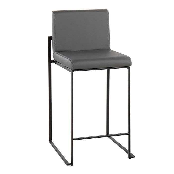 LumiSource Fuji High Back Counter Stool, Set of 2, Black/Grey