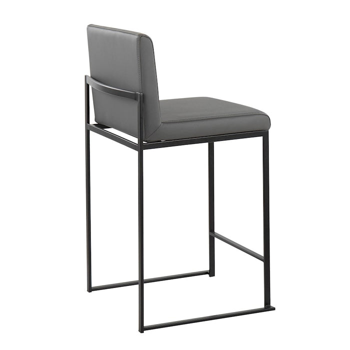 LumiSource Fuji High Back Counter Stool, Set of 2, Black/Grey
