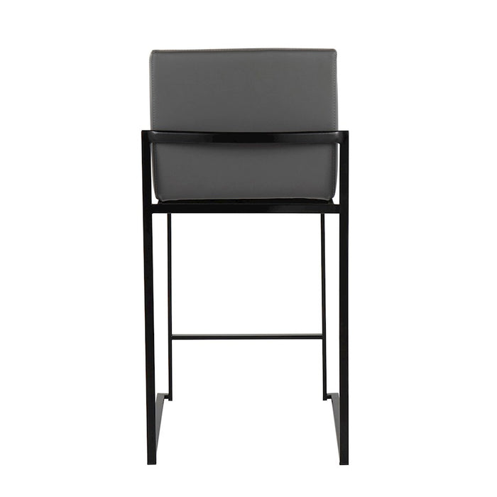 LumiSource Fuji High Back Counter Stool, Set of 2, Black/Grey