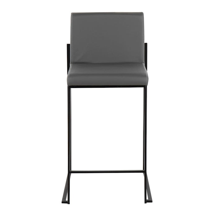 LumiSource Fuji High Back Counter Stool, Set of 2, Black/Grey