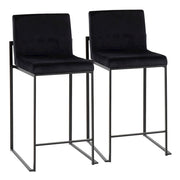 LumiSource Fuji High Back Counter Stool, Set of 2, Black - B26-FUJIHBBKVBK2