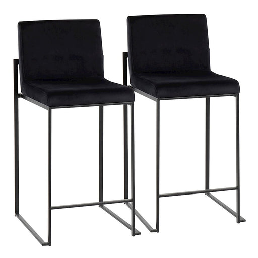 LumiSource Fuji High Back Counter Stool, Set of 2, Black - B26-FUJIHBBKVBK2