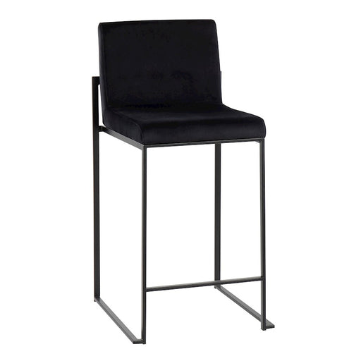 LumiSource Fuji High Back Counter Stool, Set of 2, Black