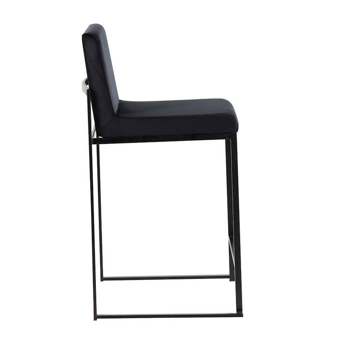 LumiSource Fuji High Back Counter Stool, Set of 2, Black