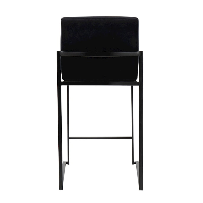 LumiSource Fuji High Back Counter Stool Set of 2 | Black Velvet on Black Steel Frame | Kitchen Island & Breakfast Bar | Model B26-FUJIHBBKVBK2