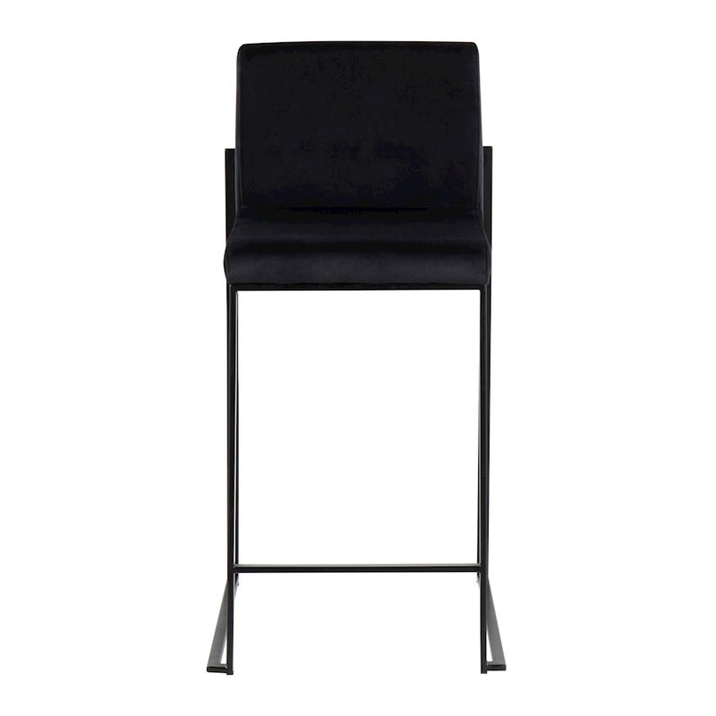 LumiSource Fuji High Back Counter Stool Set of 2 | Black Velvet on Black Steel Frame | Kitchen Island & Breakfast Bar | Model B26-FUJIHBBKVBK2