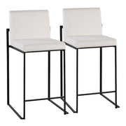 LumiSource Fuji High Back Counter Stool, Set/2, BK/WH Velvet - B26-FUJIHBBKVW2