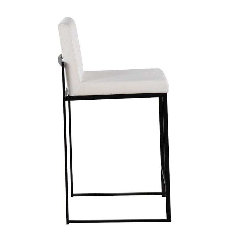 LumiSource Fuji High Back Counter Stool, Set of 2, Black/WH Velvet