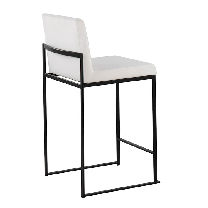 LumiSource Fuji High Back Counter Stool, Set of 2, Black/WH Velvet