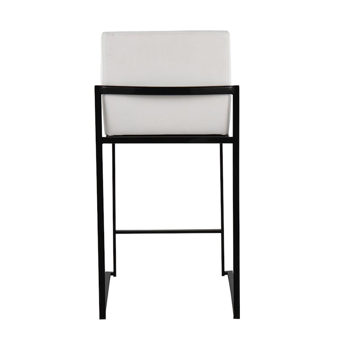 LumiSource Fuji High Back Counter Stool, Set of 2, Black/WH Velvet