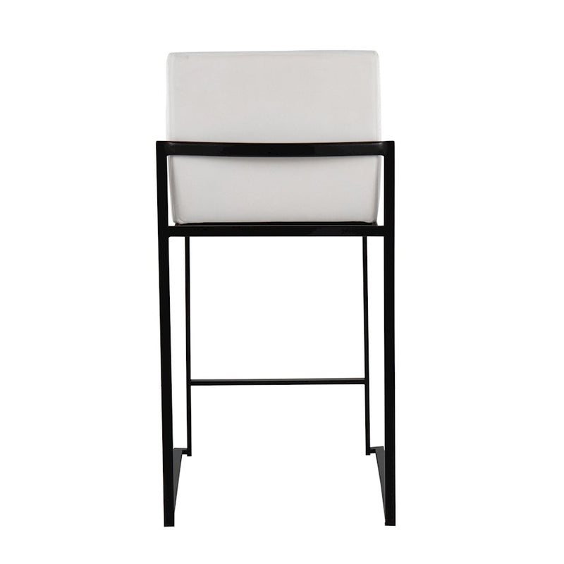LumiSource Fuji High Back Counter Stool Set of 2 | White Velvet on Black Steel Frame | Kitchen Island & Breakfast Bar Seating | Model B26-FUJIHBBKVW2