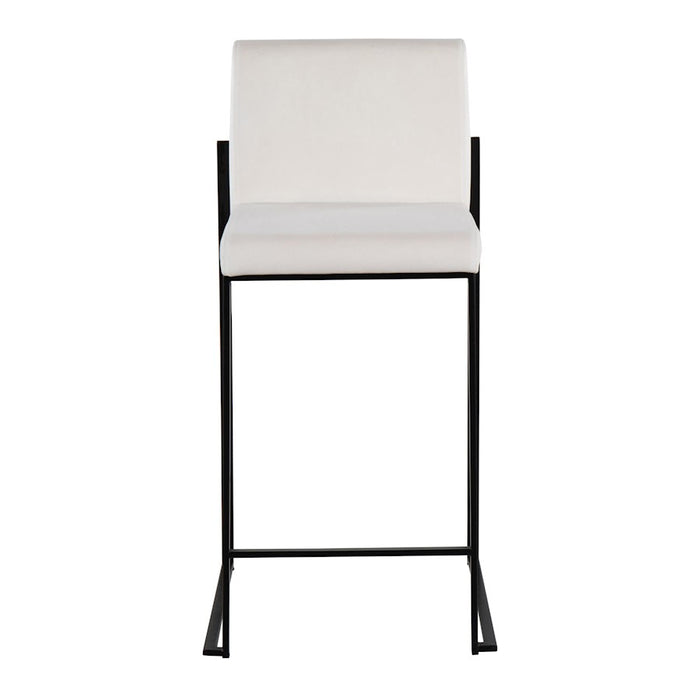 LumiSource Fuji High Back Counter Stool, Set of 2, Black/WH Velvet
