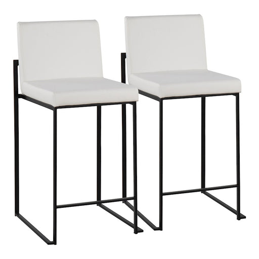 LumiSource Fuji High Back Counter Stool, Set of 2, Black/White - B26-FUJIHBBKW2