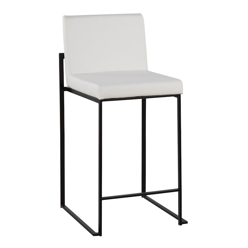 LumiSource Fuji High Back Counter Stool, Set of 2, Black/White