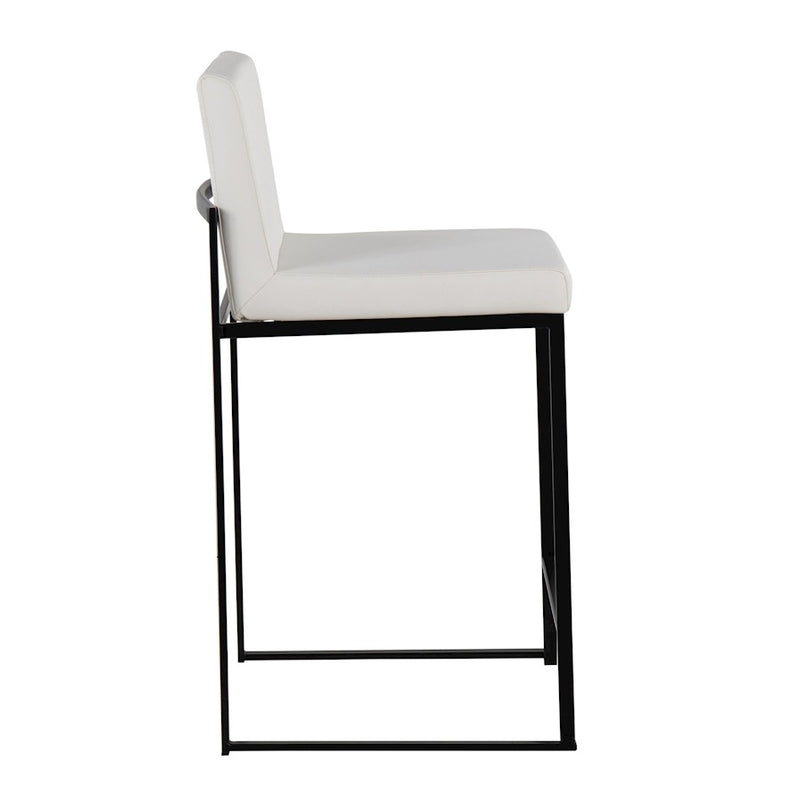LumiSource Fuji High Back Counter Stool, Set of 2, Black/White