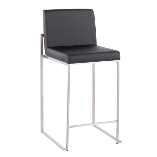 LumiSource Fuji High Back Counter Stool, Set of 2, Steel/Black
