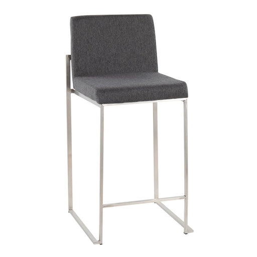 LumiSource Fuji High Back Counter Stool, Set of 2, Steel/Charcoal