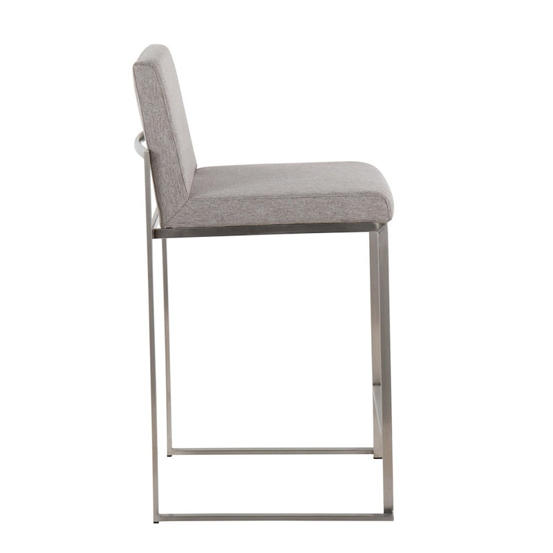 LumiSource Fuji High Back Counter Stool, Set of 2, Steel/GYF