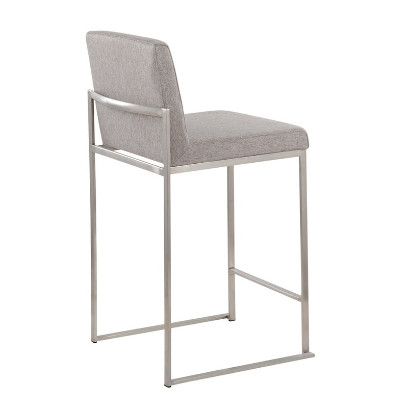 LumiSource Fuji High Back Counter Stool, Set of 2, Steel/GYF