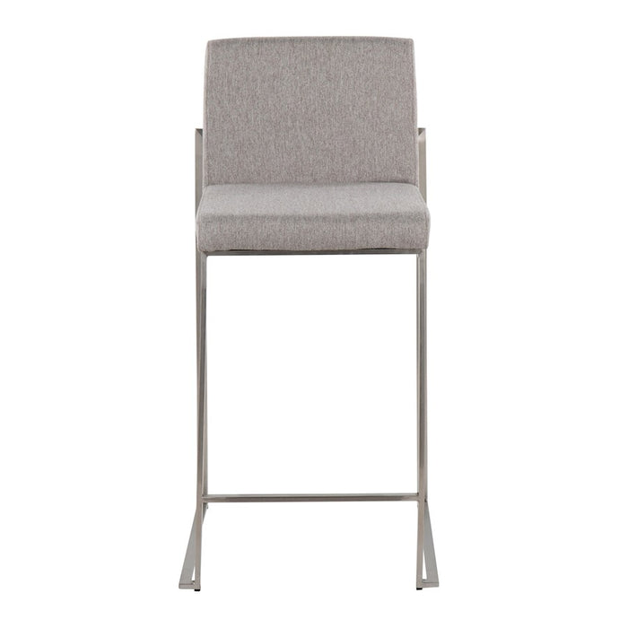 LumiSource Fuji High Back Counter Stool, Set of 2, Steel/GYF