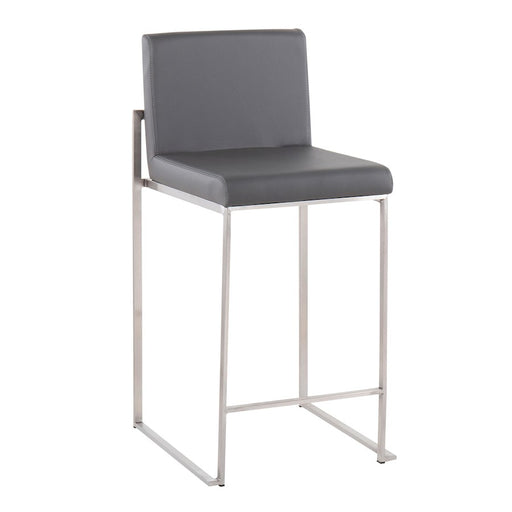 LumiSource Fuji High Back Counter Stool, Set of 2, Steel/Grey