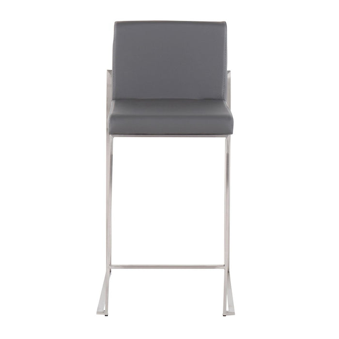 LumiSource Fuji High Back Counter Stool, Set of 2, Steel/Grey