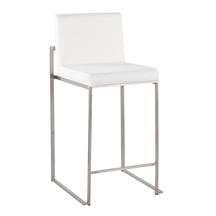 LumiSource Fuji High Back Counter Stool, Set of 2, Steel/WHV