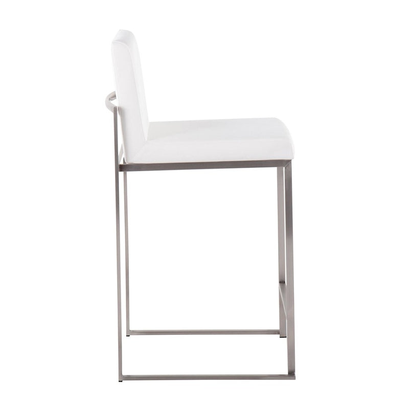 LumiSource Fuji High Back Counter Stool, Set of 2, Steel/WHV