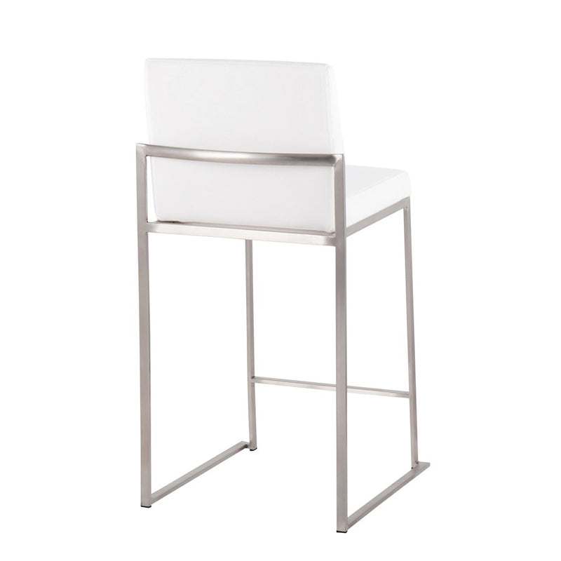 LumiSource Fuji High Back Counter Stool, Set of 2, Steel/WHV
