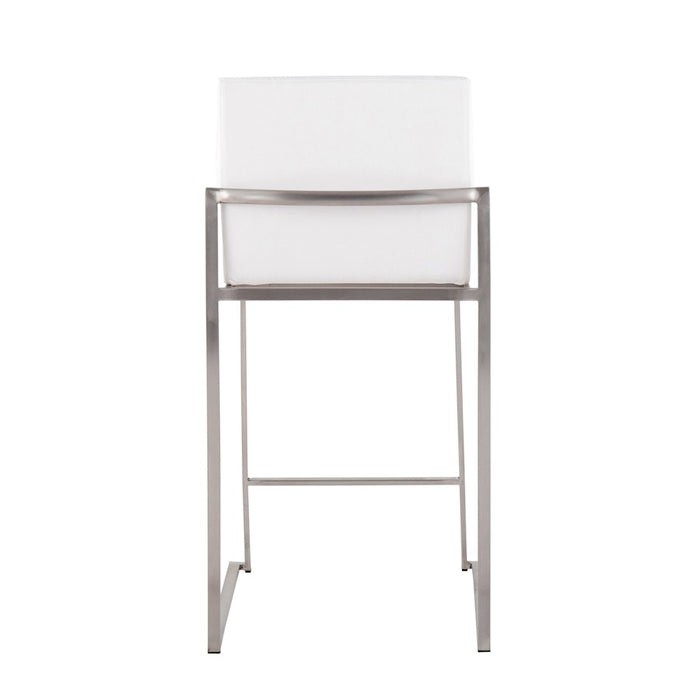 LumiSource Fuji High Back Counter Stool, Set of 2, Steel/WHV