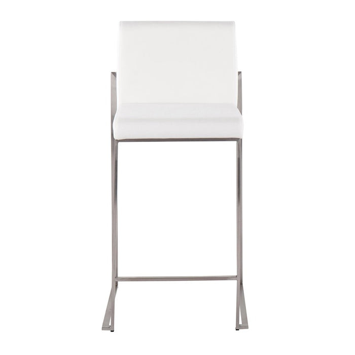 LumiSource Fuji High Back Counter Stool, Set of 2, Steel/WHV