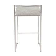 LumiSource Fuji Stackable Counter Stool | Stainless Steel and Light Grey Cowboy Fabric | Kitchen Island & Dining Room Seating | Model B26-FUJILGY2