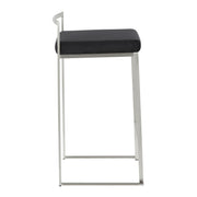 LumiSource Fuji Stackable Counter Stool | Brushed Stainless Steel and Black Velvet | Kitchen Island & Dining Room Seating | Model B26-FUJIVBK2