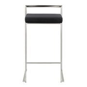 LumiSource Fuji Stackable Counter Stool | Brushed Stainless Steel and Black Velvet | Kitchen Island & Dining Room Seating | Model B26-FUJIVBK2