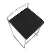 LumiSource Fuji Stackable Counter Stool | Brushed Stainless Steel and Black Velvet | Kitchen Island & Dining Room Seating | Model B26-FUJIVBK2