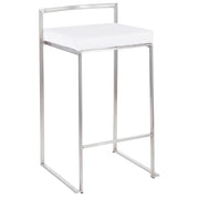LumiSource Fuji Stackable Counter Stool | Brushed Stainless Steel and White Velvet | Kitchen Island & Dining Room Seating | Model B26-FUJIVW2