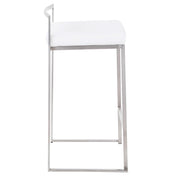 LumiSource Fuji Stackable Counter Stool | Brushed Stainless Steel and White Velvet | Kitchen Island & Dining Room Seating | Model B26-FUJIVW2