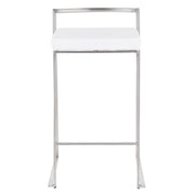 LumiSource Fuji Stackable Counter Stool | Brushed Stainless Steel and White Velvet | Kitchen Island & Dining Room Seating | Model B26-FUJIVW2
