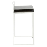 LumiSource Fuji Stackable Counter Stool | White Metal and Black PU Leather | Kitchen Island & Dining Room Seating | Model B26-FUJIW-BK2