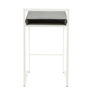 LumiSource Fuji Stackable Counter Stool | White Metal and Black PU Leather | Kitchen Island & Dining Room Seating | Model B26-FUJIW-BK2