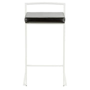 LumiSource Fuji Stackable Counter Stool | White Metal and Black PU Leather | Kitchen Island & Dining Room Seating | Model B26-FUJIW-BK2
