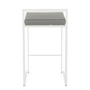 LumiSource Fuji 16in Stackable Counter Stool | White Metal and Grey PU Leather | Kitchen Island & Dining Room Seating | Model B26-FUJIW-GY2