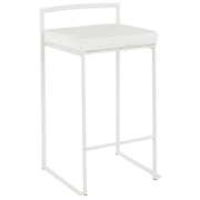 LumiSource Fuji 31in Counter Stool Set of 2 | Contemporary White Metal Frame with White Velvet Seat | Kitchen Island & Dining | Model B26-FUJIW-VW2