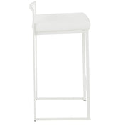 LumiSource Fuji 31in Counter Stool Set of 2 | Contemporary White Metal Frame with White Velvet Seat | Kitchen Island & Dining | Model B26-FUJIW-VW2