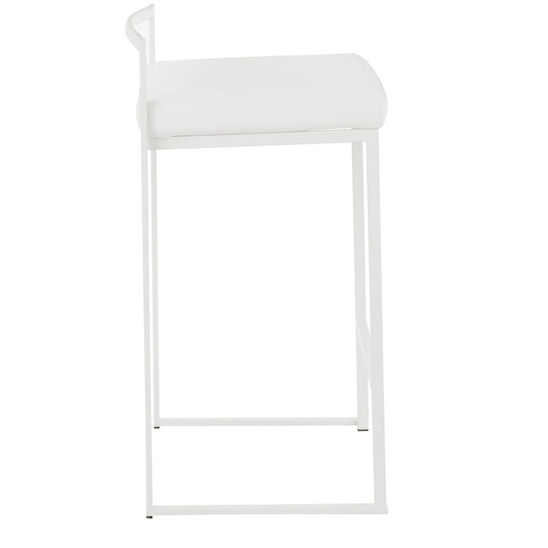 LumiSource Fuji 31in Counter Stool Set of 2 | Contemporary White Metal Frame with White Velvet Seat | Kitchen Island & Dining | Model B26-FUJIW-VW2