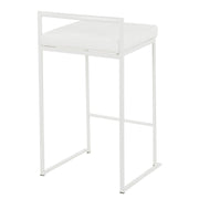 LumiSource Fuji 31in Counter Stool Set of 2 | Contemporary White Metal Frame with White Velvet Seat | Kitchen Island & Dining | Model B26-FUJIW-VW2