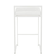 LumiSource Fuji 31in Counter Stool Set of 2 | Contemporary White Metal Frame with White Velvet Seat | Kitchen Island & Dining | Model B26-FUJIW-VW2