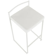 LumiSource Fuji 31in Counter Stool Set of 2 | Contemporary White Metal Frame with White Velvet Seat | Kitchen Island & Dining | Model B26-FUJIW-VW2