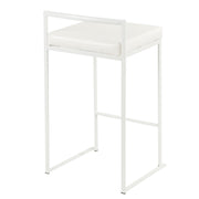 LumiSource Fuji 31in Counter Stool Set of 2 | Contemporary White Metal Frame with White PU Leather Seat | Kitchen Island | Model B26-FUJIW-W2